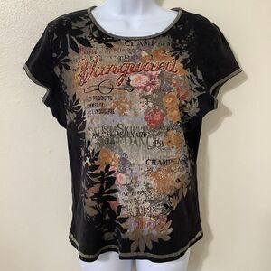 Blue Canyon Vintage Y2K Western Cowgirl Fairy Grunge Floral Baby Tee Large